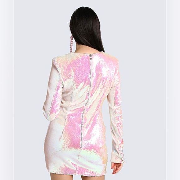 BALMAIN iridescent satin crepe dress - Picture 2 of 8